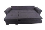 Grey Fabric Corner Sofa Bed with Storage