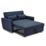 Blue Pull-Out Two-Seater Sofa Bed