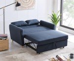 Blue Pull-Out Two-Seater Sofa Bed