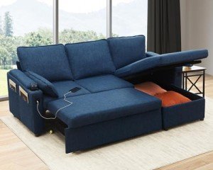 DURASPACE Blue Sleeper Sofa Bed with Storage