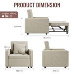 ZANOFIRA 3-in-1 Convertible Sofa Bed Chair