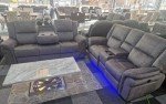 Berlin Electric Recliner Sofa with USB and LED - Grey