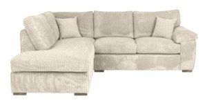 Elegant Jumbo Cord L-Shaped 4-Seater Sofa Set