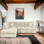 Elegant Jumbo Cord L-Shaped 4-Seater Sofa Set