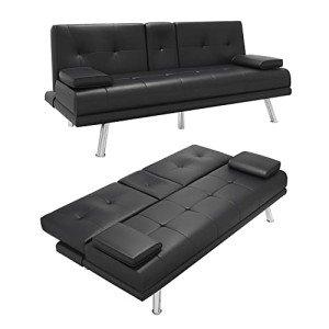 Elegant 3-Seater Sofa Bed with Cup Holders