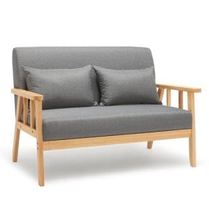 Mondeer Modern 2-Seater Sofa, Dark Grey Linen