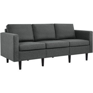 Modern 3-Seater Fabric Sofa Couch - Grey