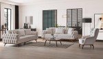Chesterfield Cream Brown Leather Sofa Set
