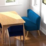 Modern Blue Velvet Armless 2-Seater Sofa