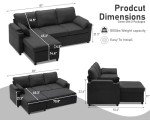 Dark Gray 2-in-1 Sectional Sofa Bed with Storage