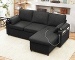 Dark Gray 2-in-1 Sectional Sofa Bed with Storage