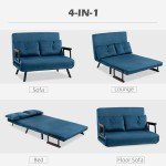 Navy Blue 2 Seater Convertible Sofa Bed