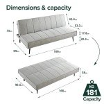 Zinus Quinn 2-in-1 Grey Sofa Bed