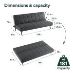 Zinus Quinn Folding Sofa Bed in Dark Grey