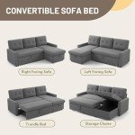 L-Shaped Sleeper Sofa with Storage Chaise