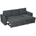 Dark Grey L-Shaped Sofa Bed with Storage