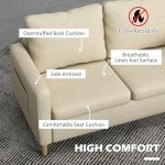 Beige Modern Two-Seater Sofa with Pockets