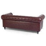 Brown Faux Leather Chesterfield Sofa – 3 Seater