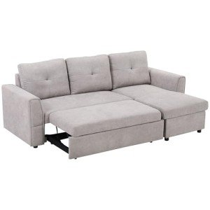 Versatile L-Shaped 3-Seater Sofa Bed - Grey