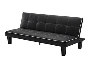 Modernique Black Faux Leather 3-Seater Sofa Bed