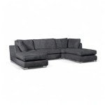 Dark Grey U-Shape Corner Sofa with Full Back
