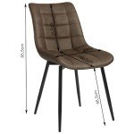 Set of 2 Brown Faux Leather Dining Chairs