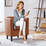Yaheetech Brown PU Leather Accent Tub Chair