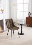 Set of 2 Brown Faux Leather Dining Chairs