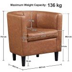Yaheetech Brown PU Leather Accent Tub Chair