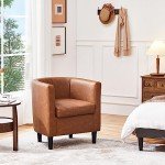 Yaheetech Brown PU Leather Accent Tub Chair