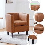 Yaheetech Brown PU Leather Accent Tub Chair