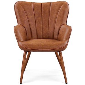 Retro Brown Leather Tub Chair for Living Spaces