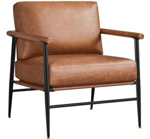 Yaheetech Modern PU Leather Accent Chair - Retro Brown