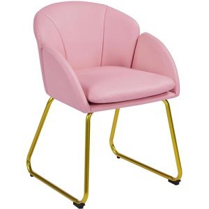 Modern Pink PU Leather Accent Tub Chair