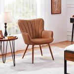Retro Brown Leather Tub Chair for Living Spaces