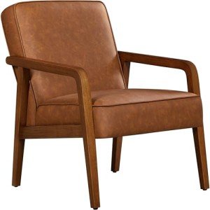 Light Brown PU Leather Accent Armchair