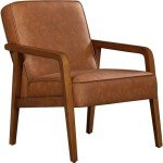 Light Brown PU Leather Accent Armchair