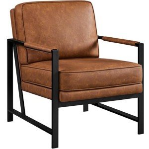 Light Brown Faux Leather Tub Chair for Home