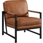 Light Brown Faux Leather Tub Chair for Home