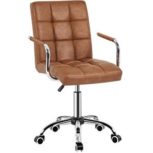 Retro Brown Mid Back Swivel Desk Chair