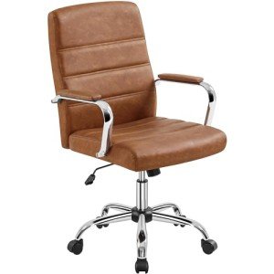 Brown Leather Executive Office Chair with Arms