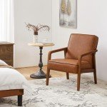 Light Brown PU Leather Accent Armchair