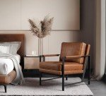 Light Brown Faux Leather Tub Chair for Home