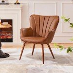 Retro Brown Leather Tub Chair for Living Spaces