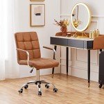 Retro Brown Mid Back Swivel Desk Chair