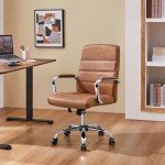 Brown Leather Executive Office Chair with Arms