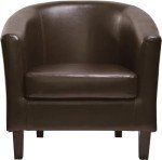 Brown PU Leather Tub Chair for Living Room