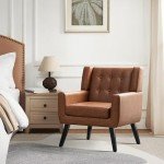Retro Brown Button Tufted Accent Tub Chair