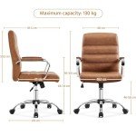 Brown Leather Executive Office Chair with Arms
