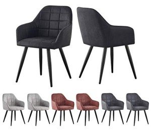 Black Faux Suede Leather Accent Dining Chairs